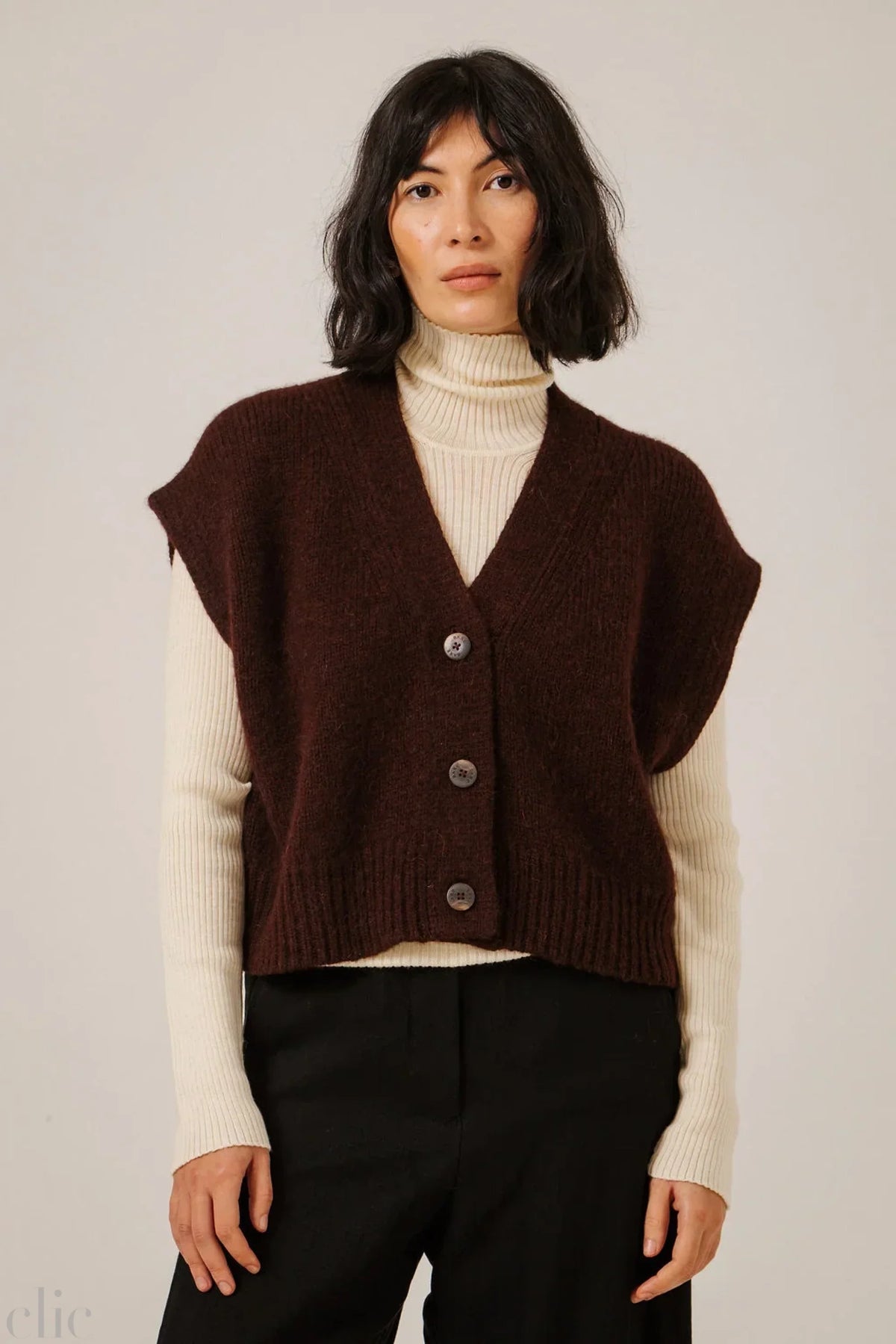 Alpaca Button Down Vest, from Bare Knitwear