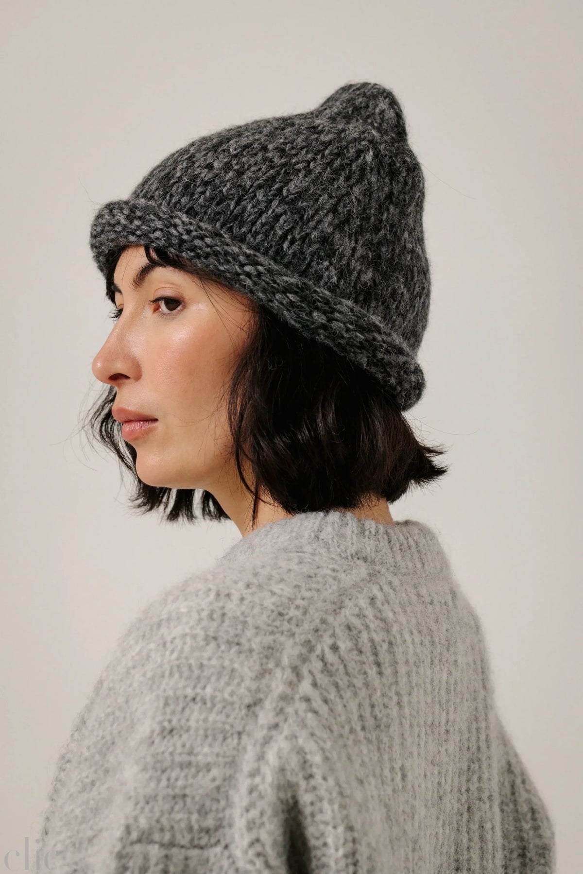 Baby Alpca Roll Hat in Charcoal