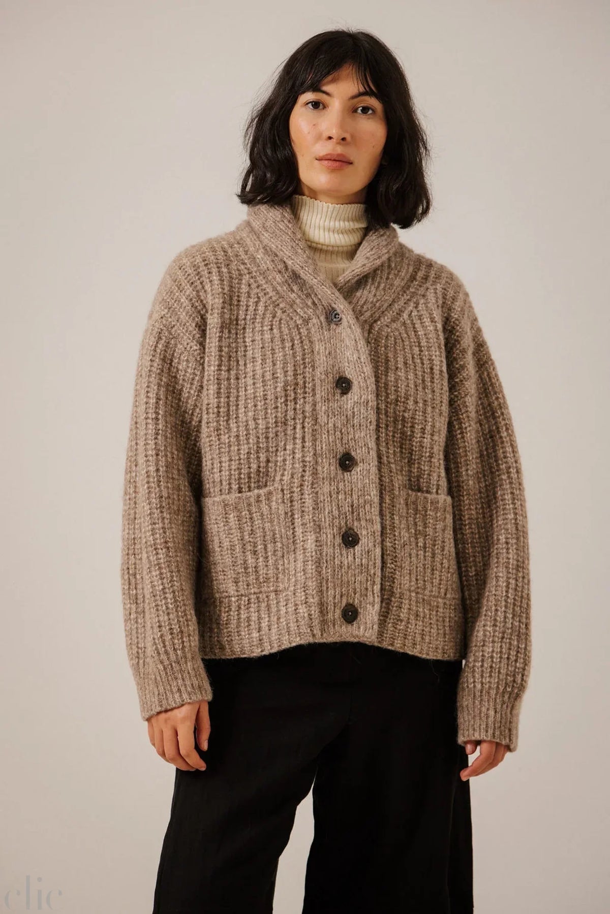 Oversized Shawl Cardigan in Fawn, from Bare Knitwear