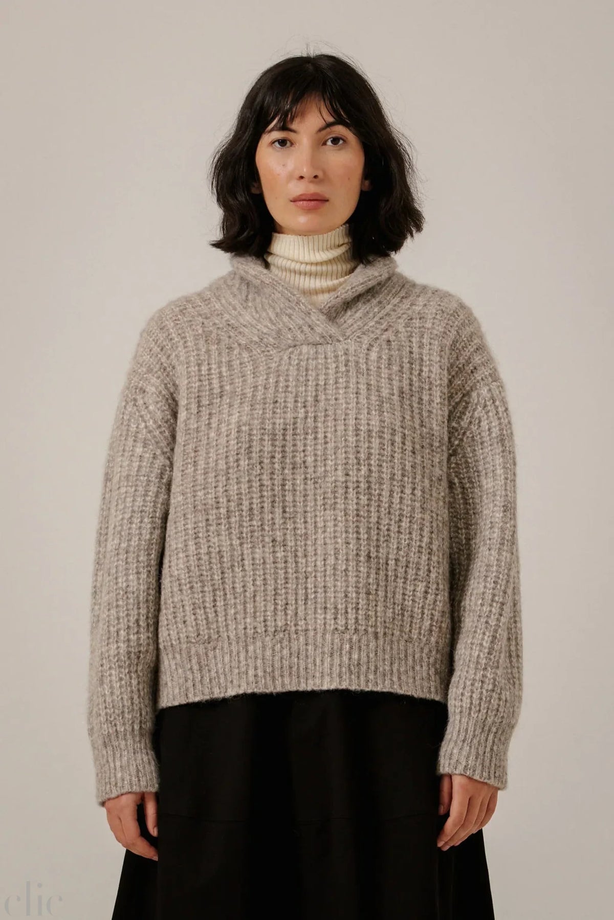 Oversized Shawl Pullover in Marbel, from Bare Knitwear