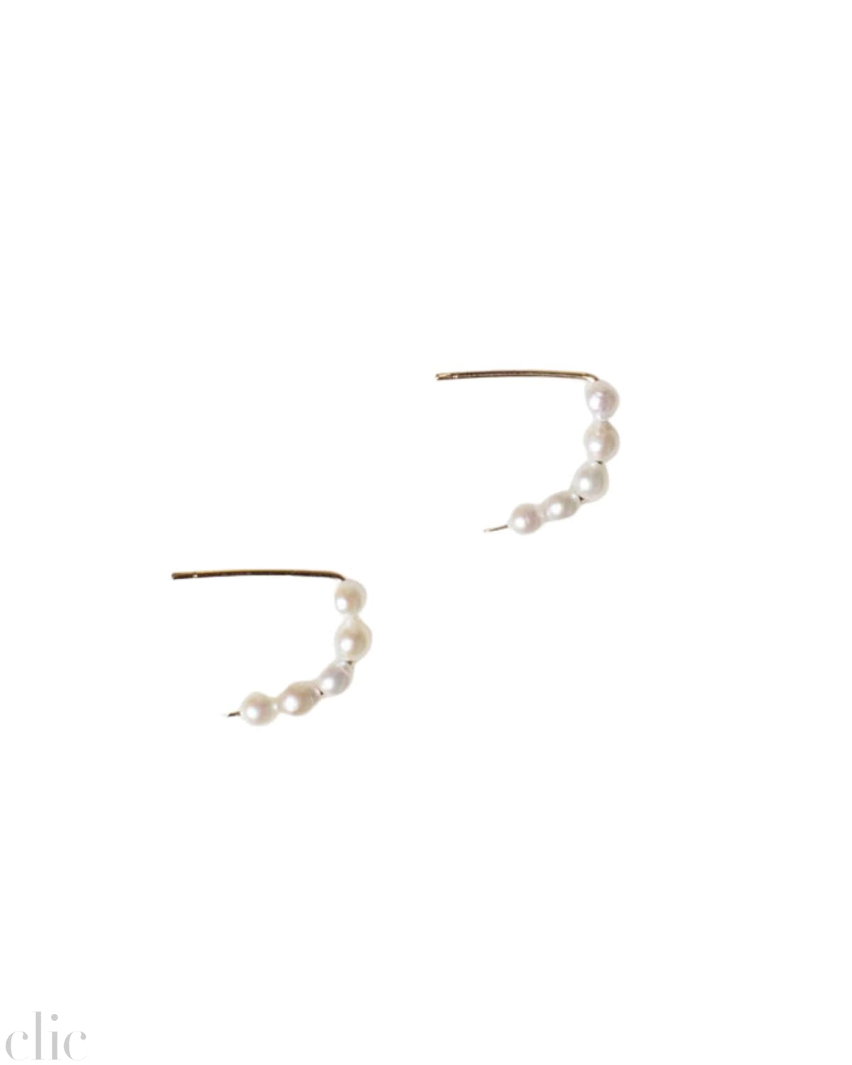 Baroque Pearl Crescent Hoops in White, from Mary Macgill