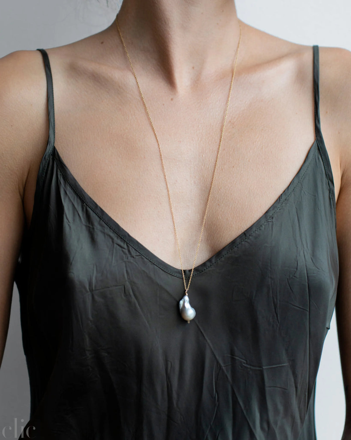 Baroque Pearl Drop Necklace Silver, from Mary MacGill
