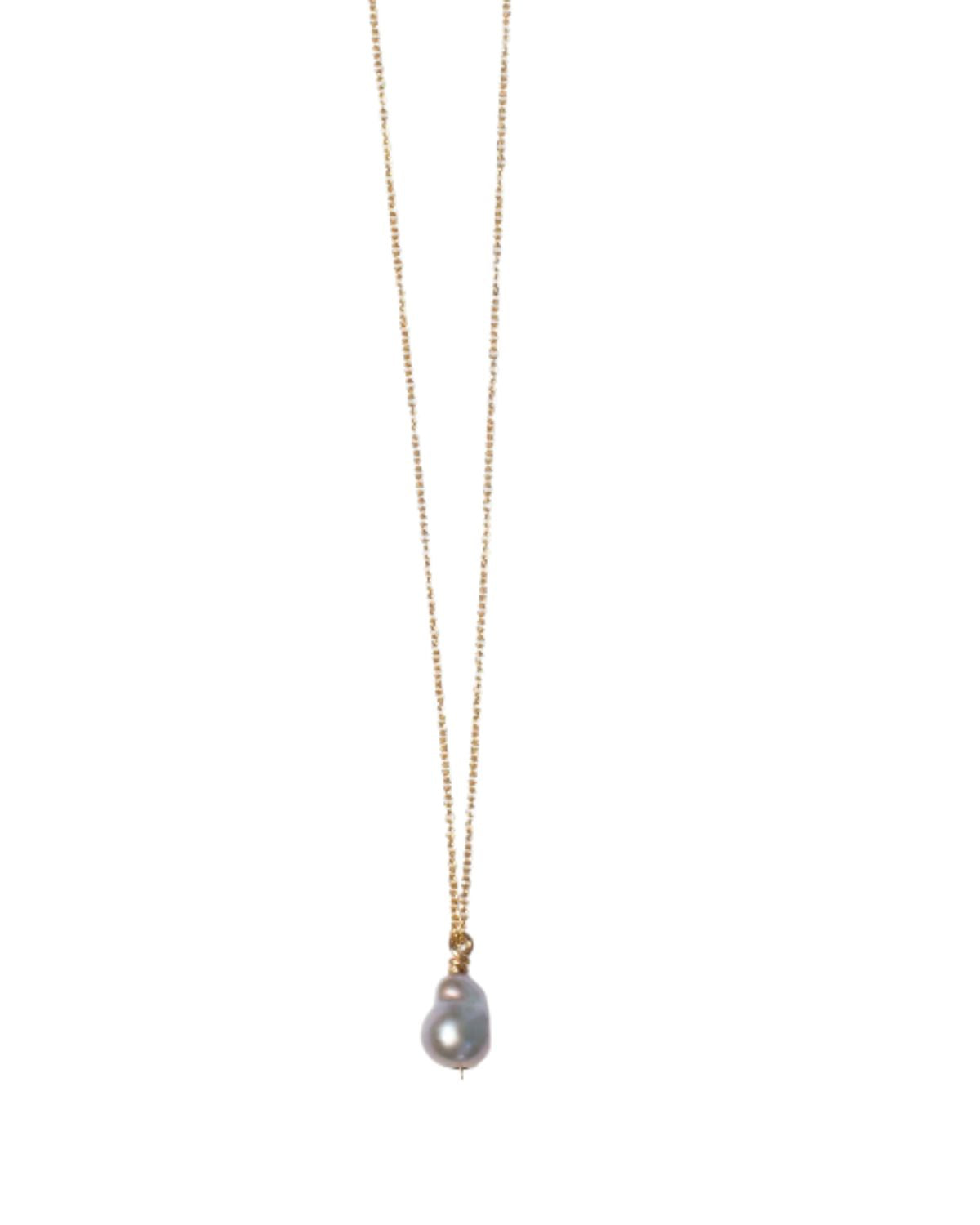 Baroque Pearl Drop Necklace in Silver, from Mary Macgill