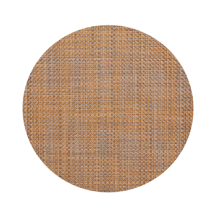 Basketweave Round Placemat in Teak, from chilewich
