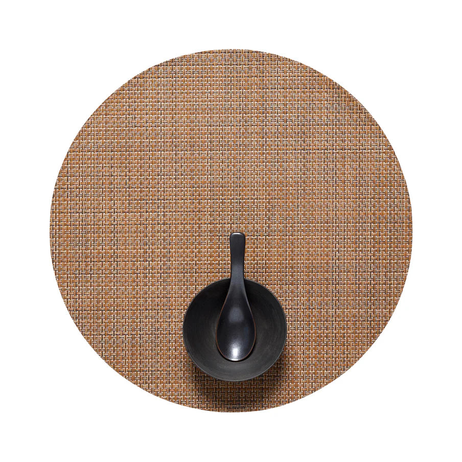Basketweave Round Placemat in Teak, from chilewich