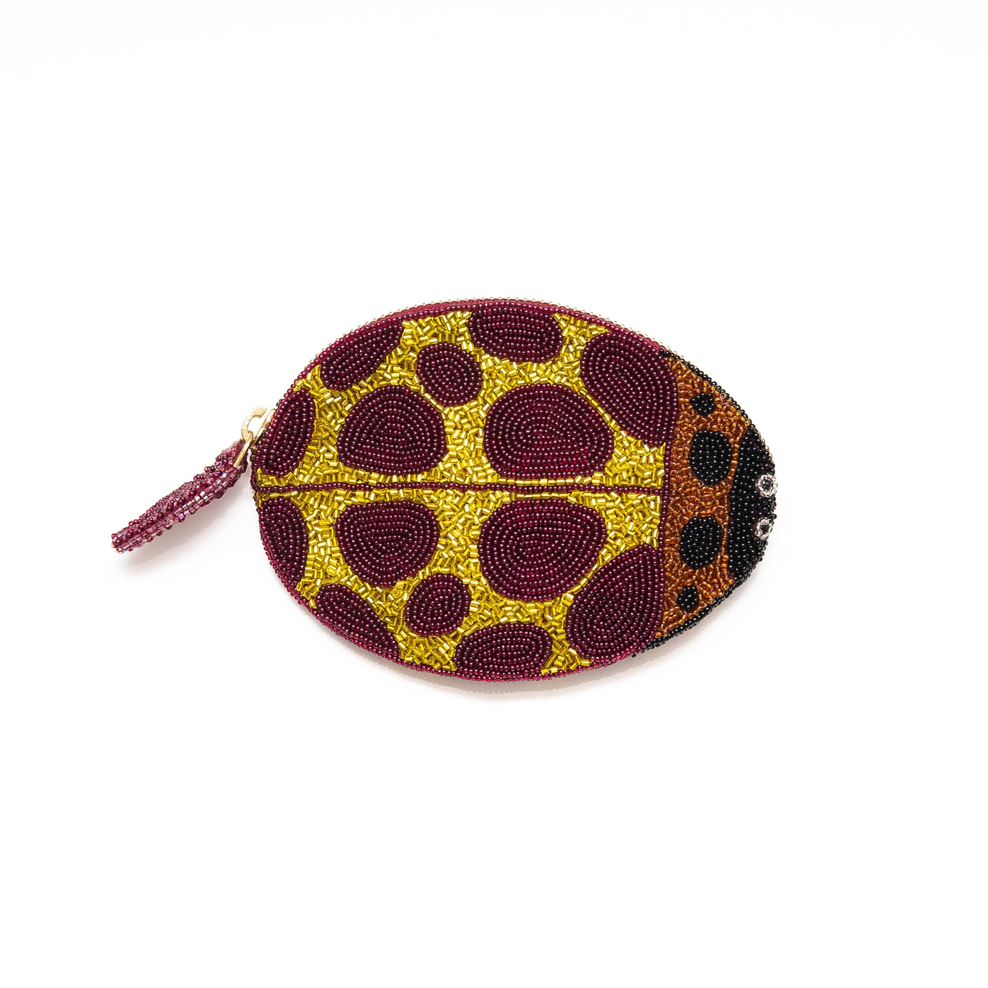 Beetle Dot Coin Purse in Maroon, from Olivia Dar