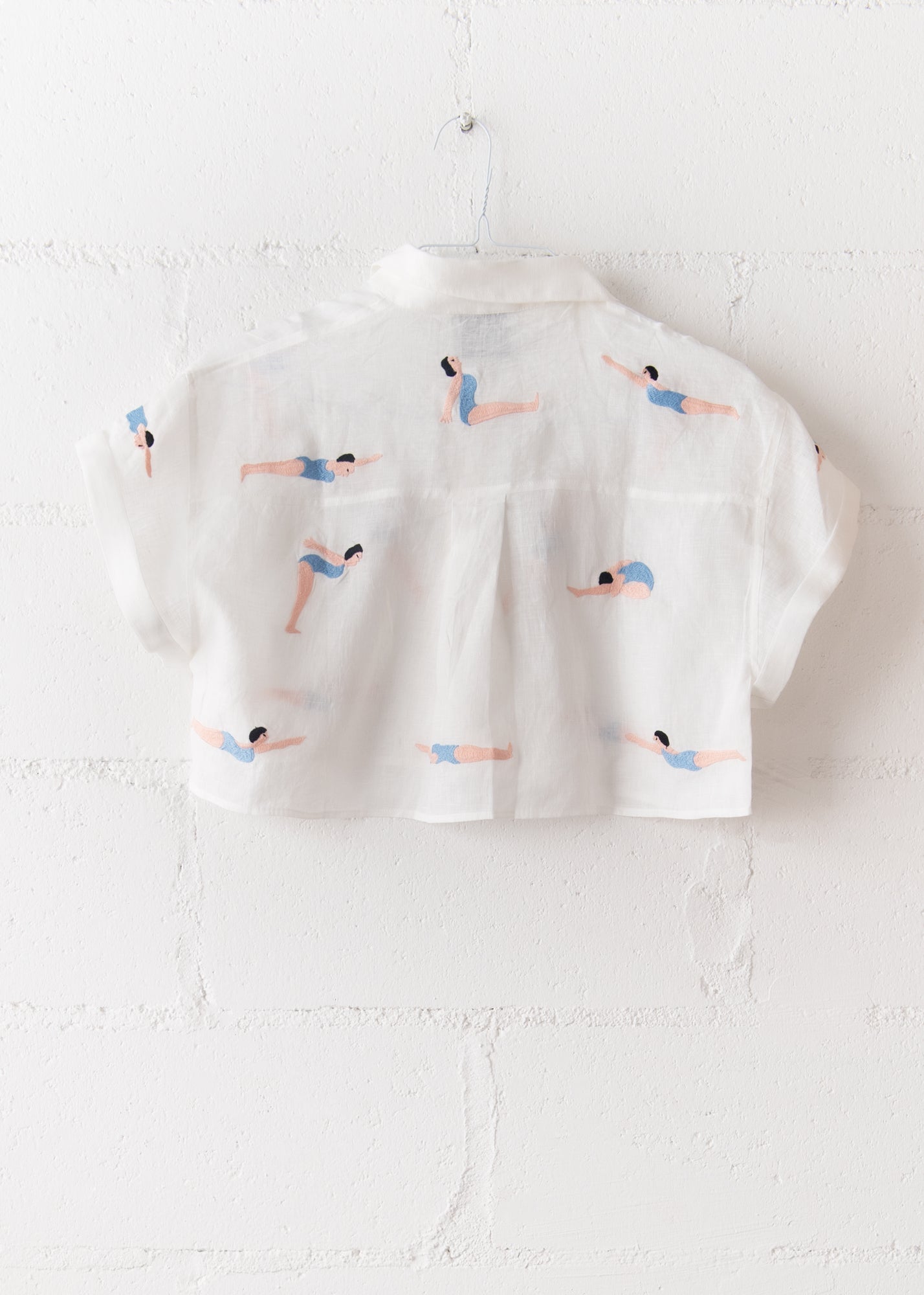 Bondi Swim Short Shirt in White and Blue, from Benaras by Citrus