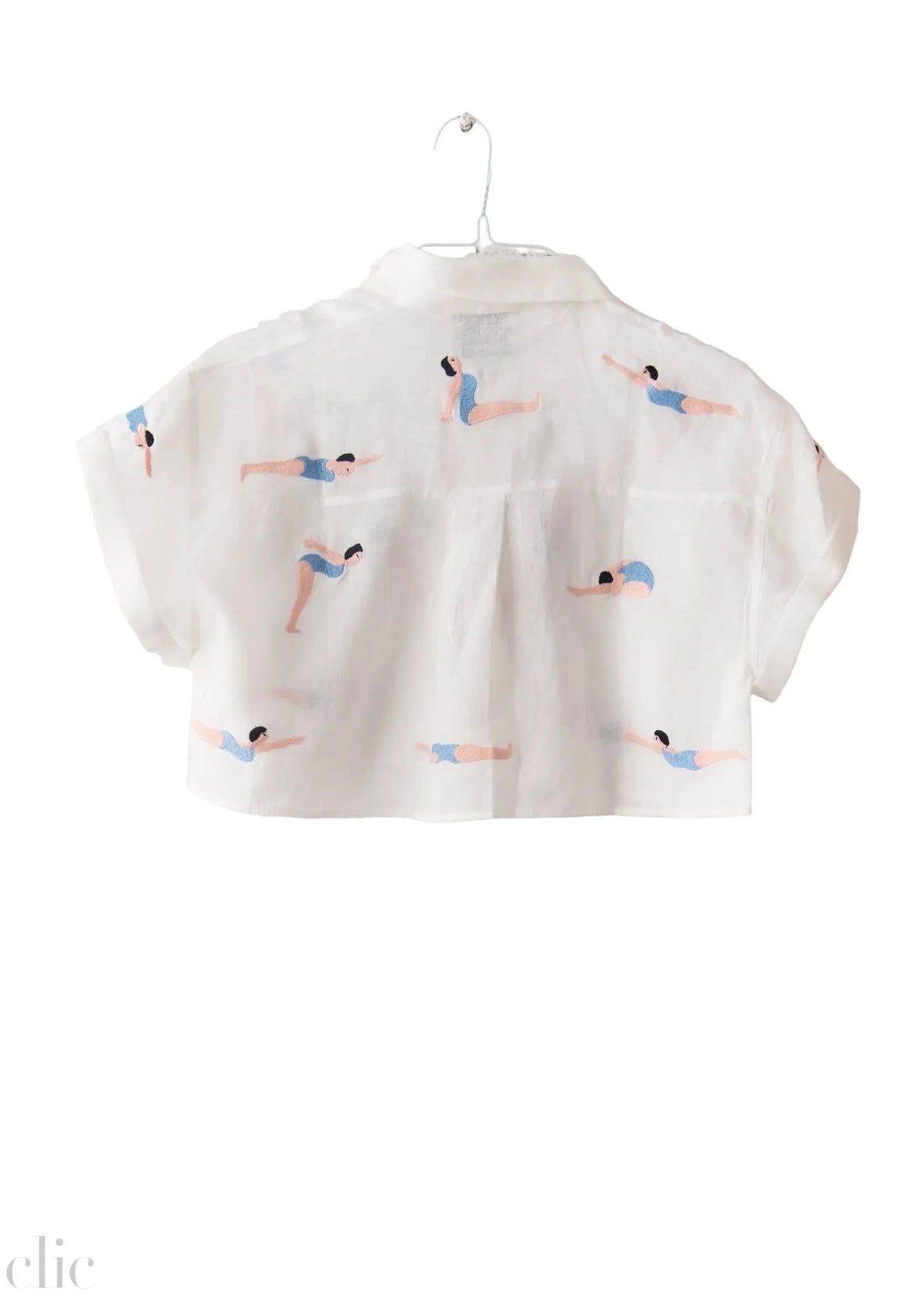 Bondi Swim Short Shirt in White and Blue, from Benaras by Citrus