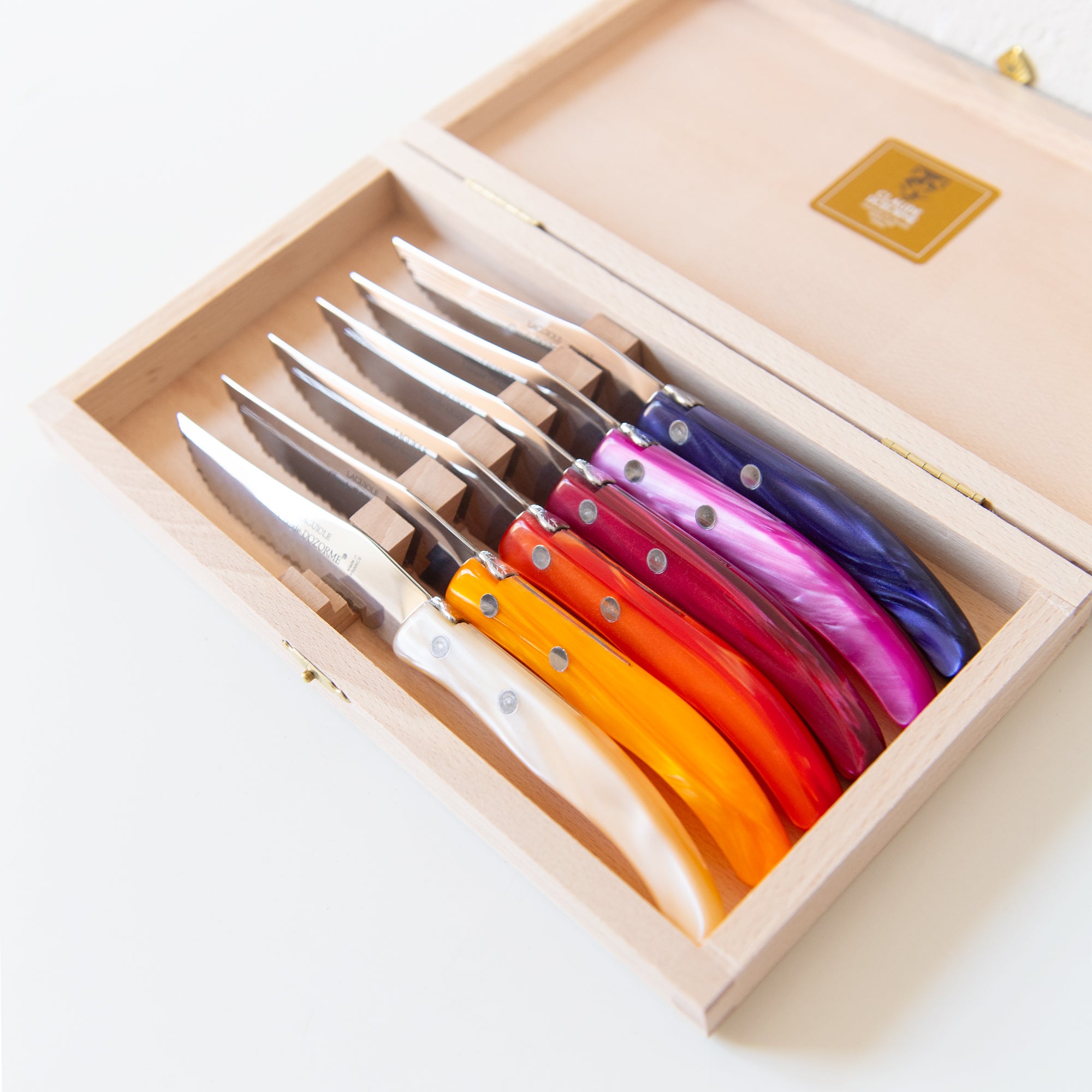 Berlingot Set of 6 Steak Knives in Fuego, from Claude Dozorme