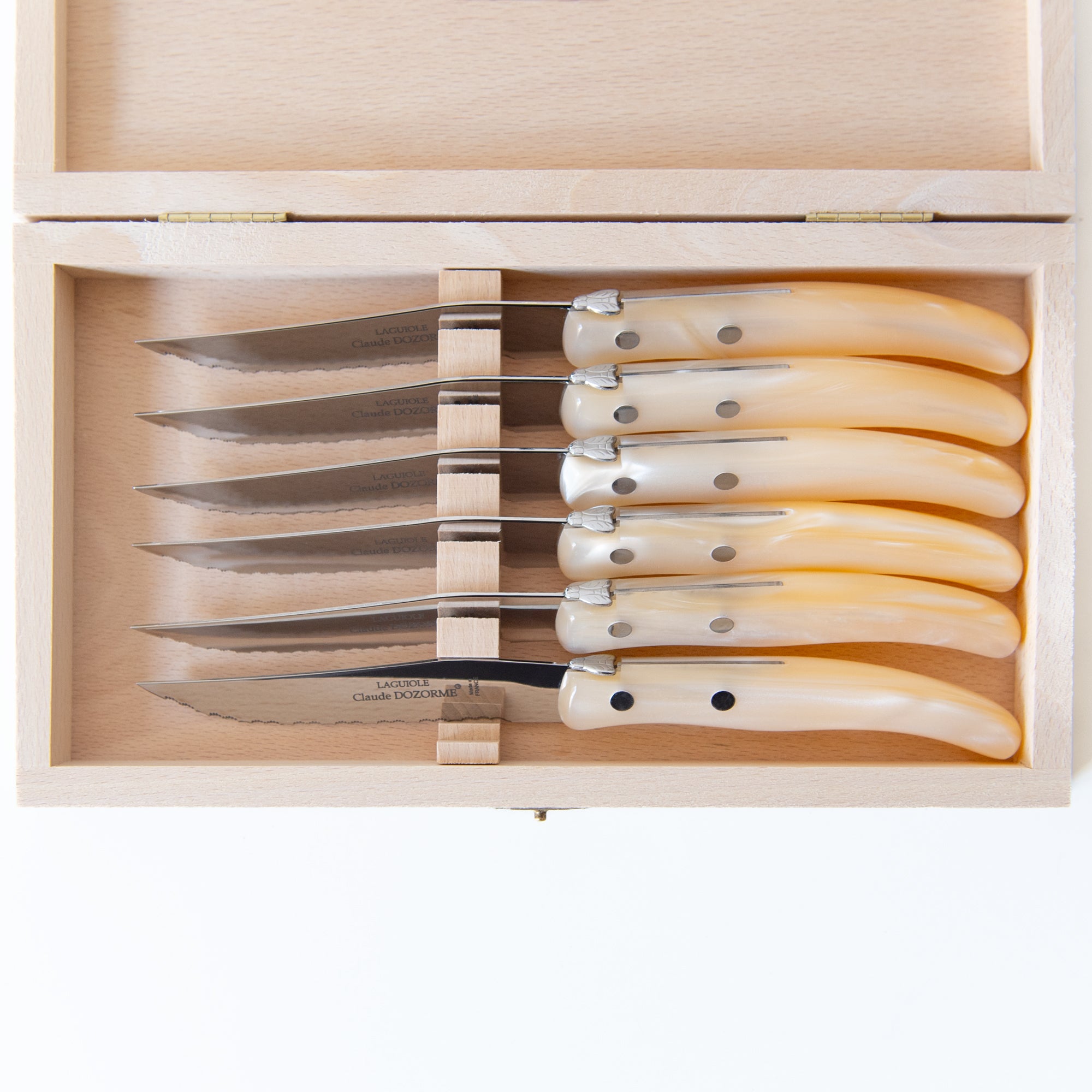 Berlingot Set of 6 Steak Knives in Natural, from Claude Dozorme