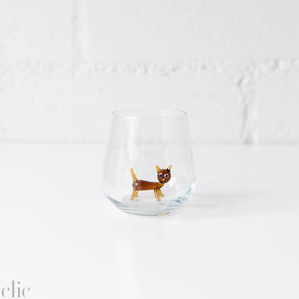 Brown Cat Drinking Glass