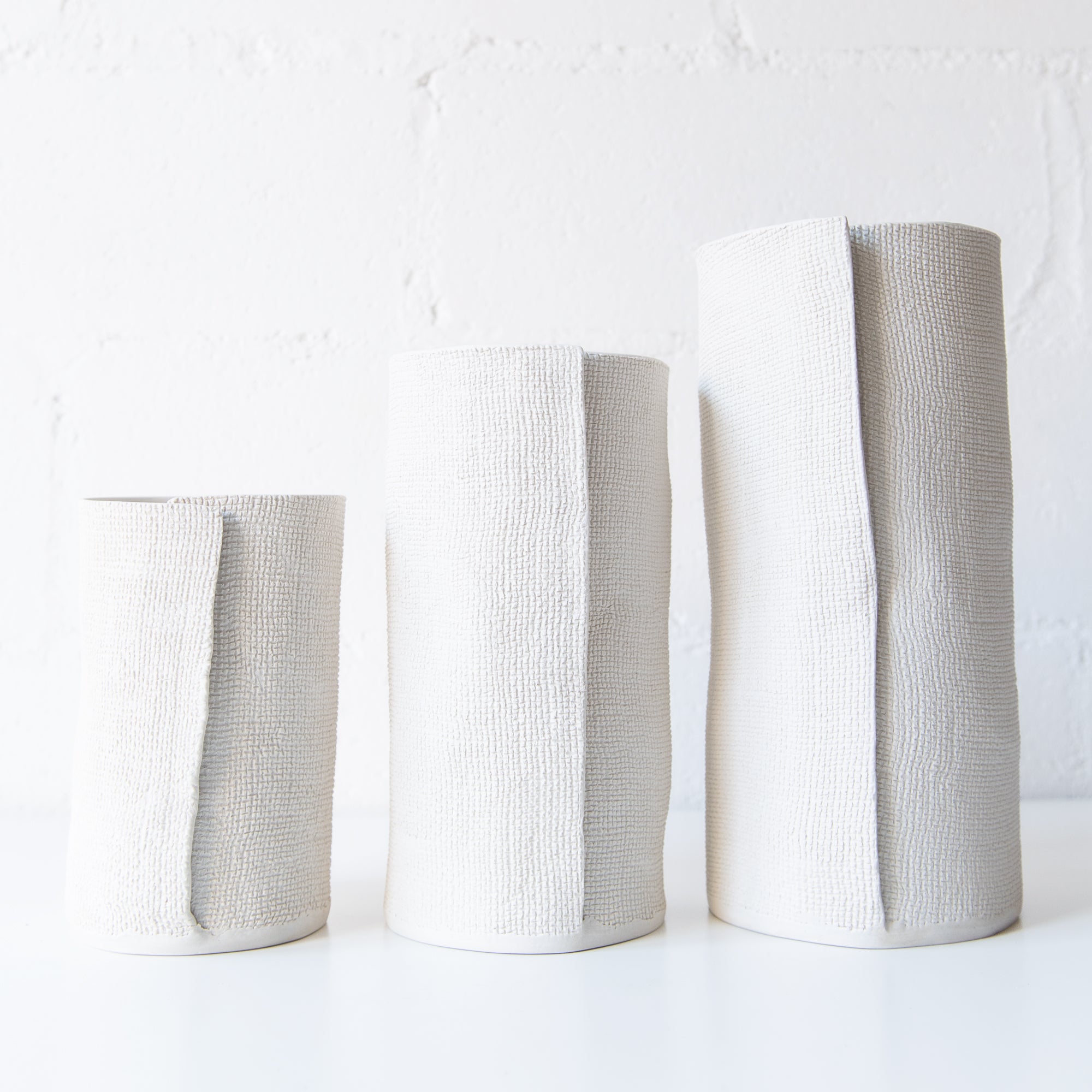 Grid Cyliner Vase in White, from CYM Ceramics