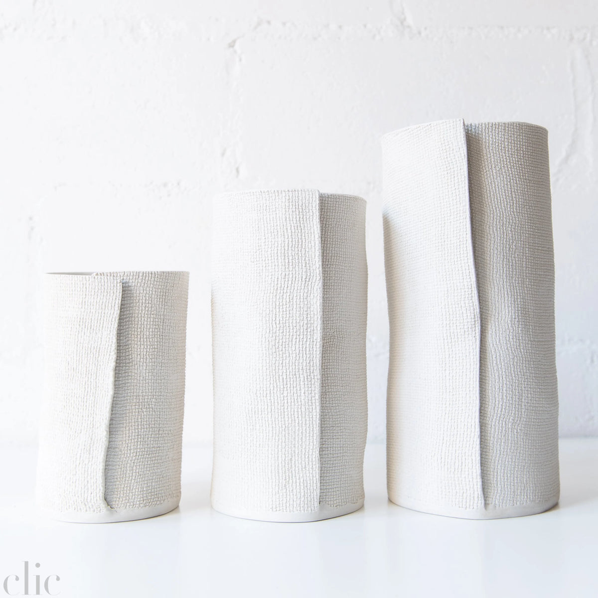 Grid Cyliner Vase in White, from CYM Ceramics