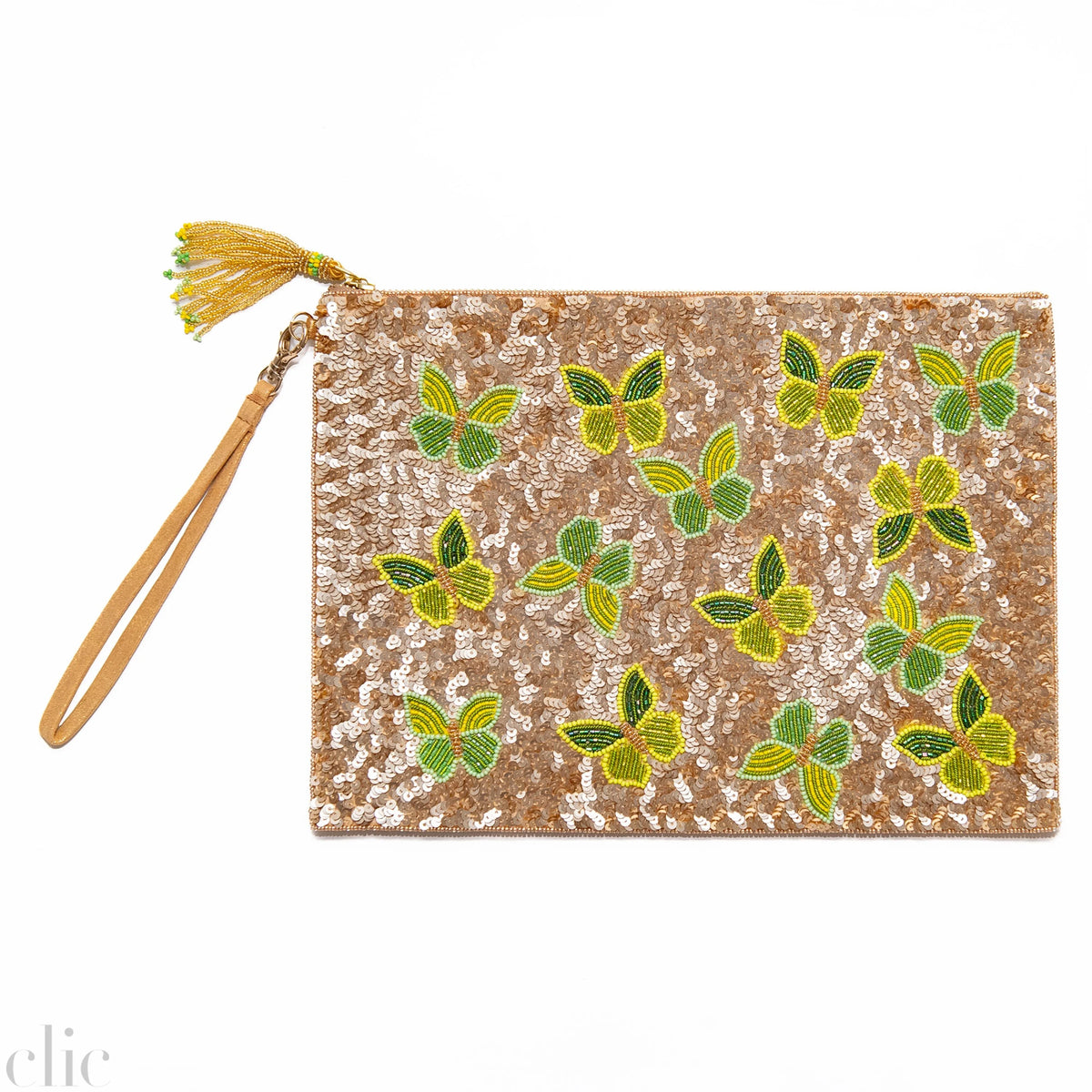 Butterfly Sequins Jewelry Bag in Garden, from Olivia Dar