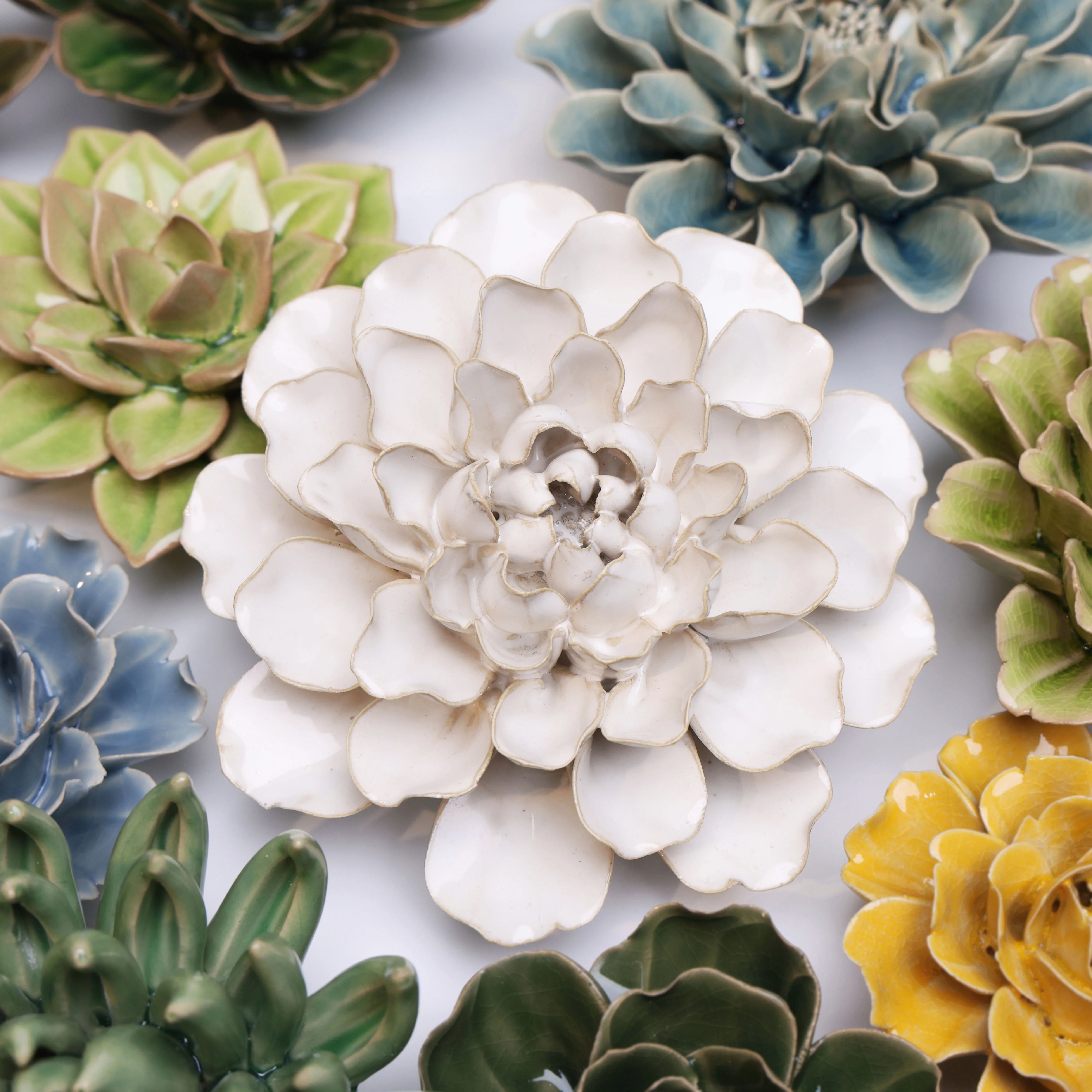 English Garden Ceramic Flower in White Water Lily, from Chive