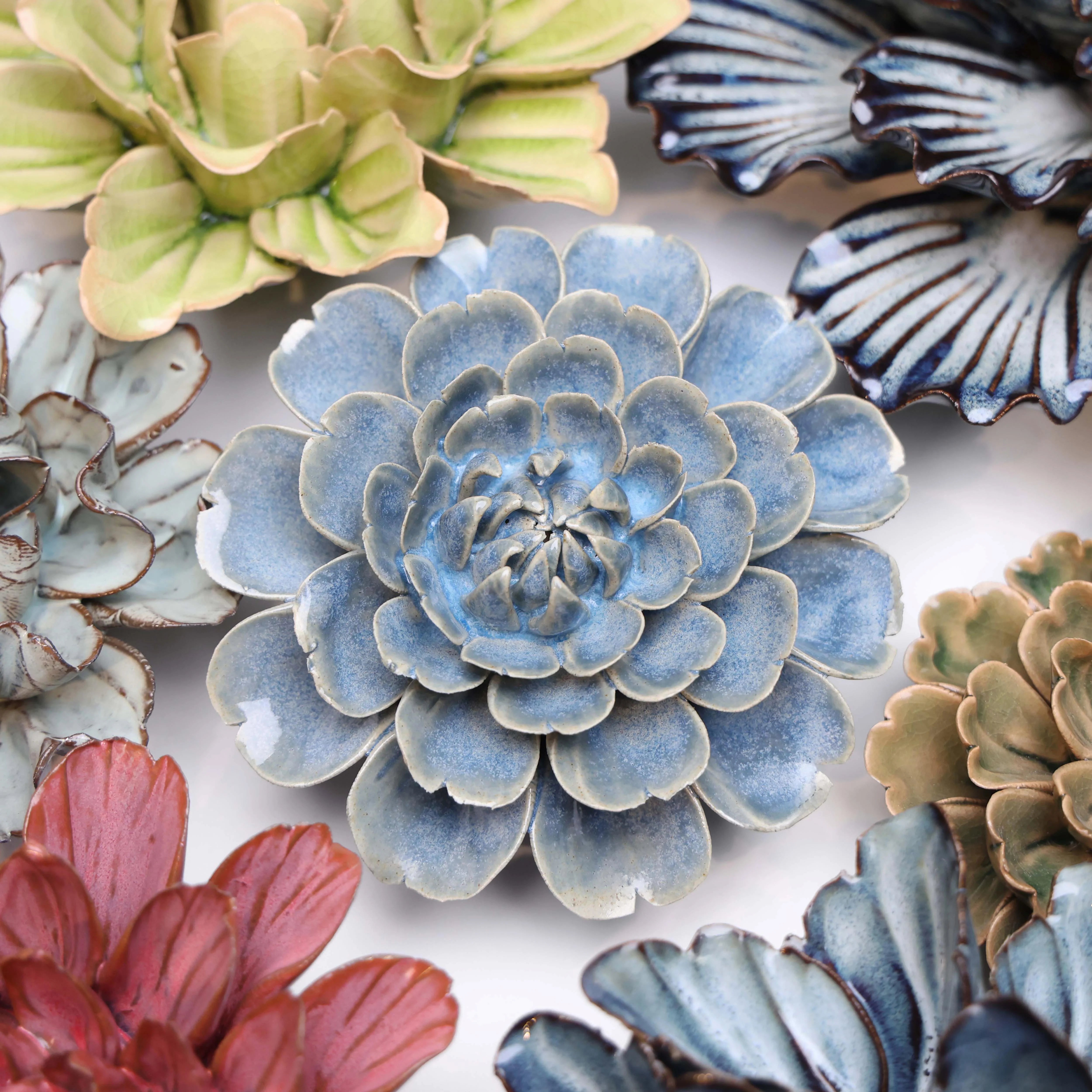 Japan Ceramic Flower in Blue Cosmos, from Chive
