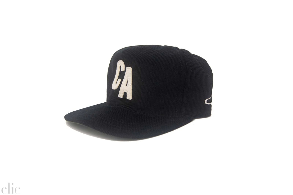 CA Corduroy Snapback Hat in Black and White