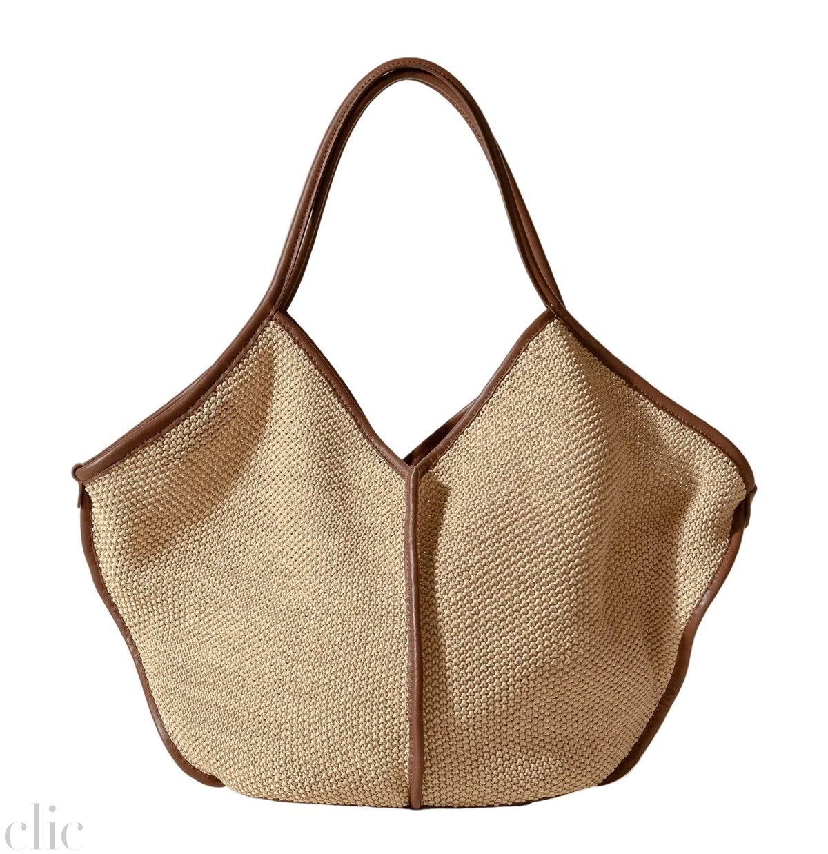 Calella Soft Raffia Tote in Natural & Chesnut Brown, from Hereu