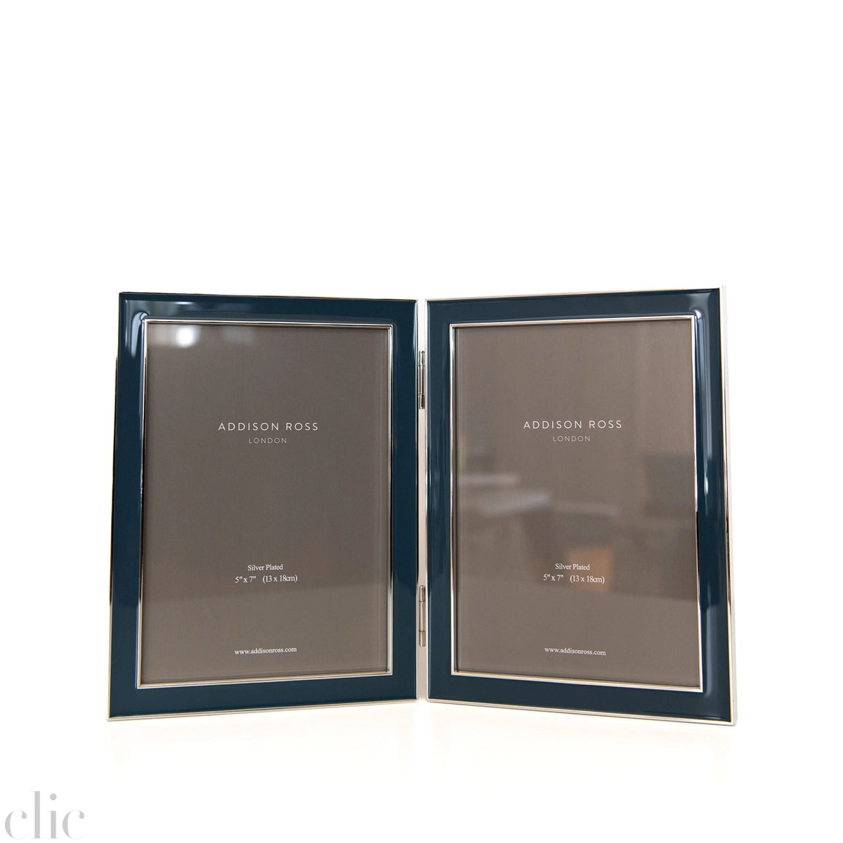Double Enamel Frame in Silver and Denim