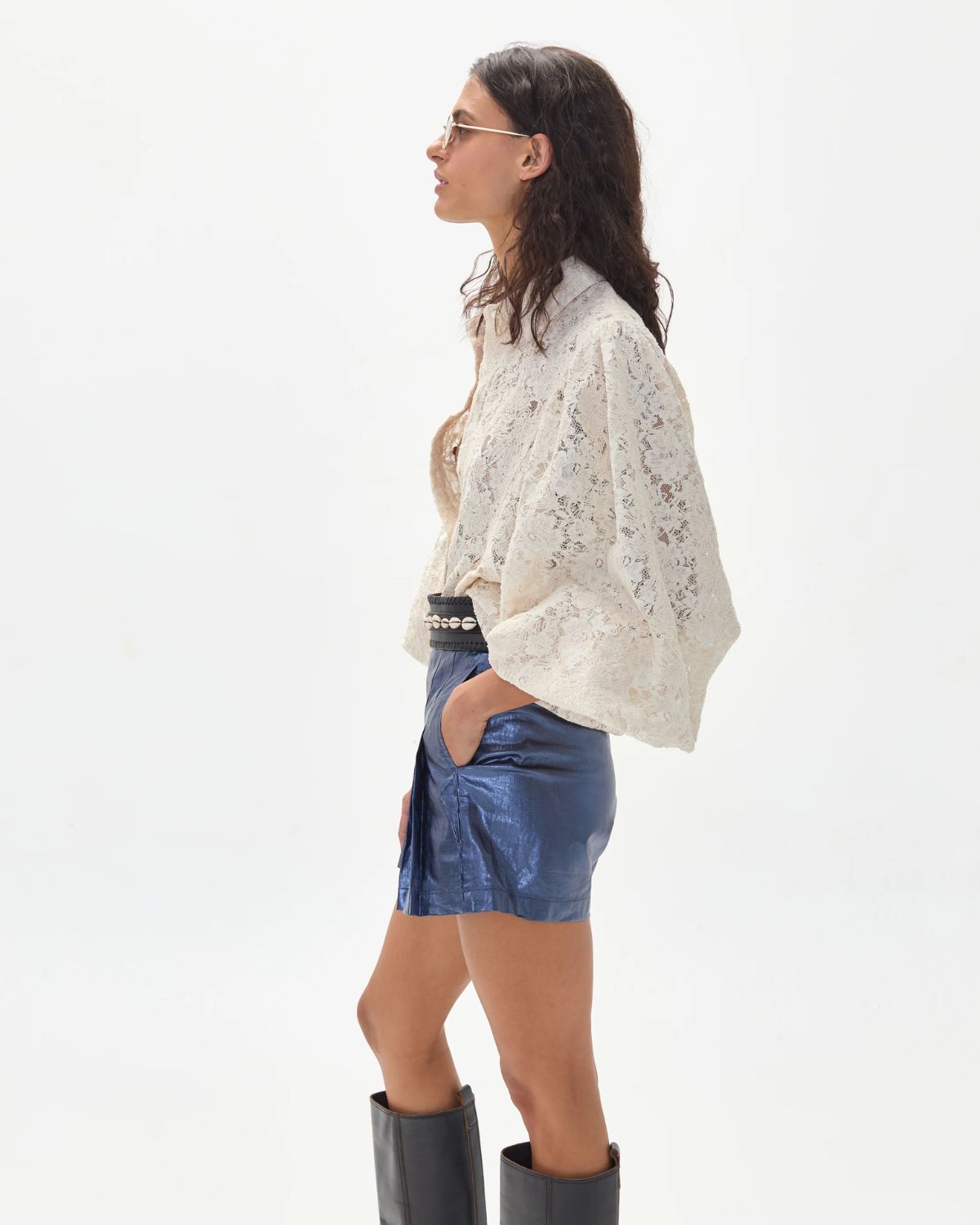 Claire Cotton Lace Shirt in Natural, from Lanhtropy