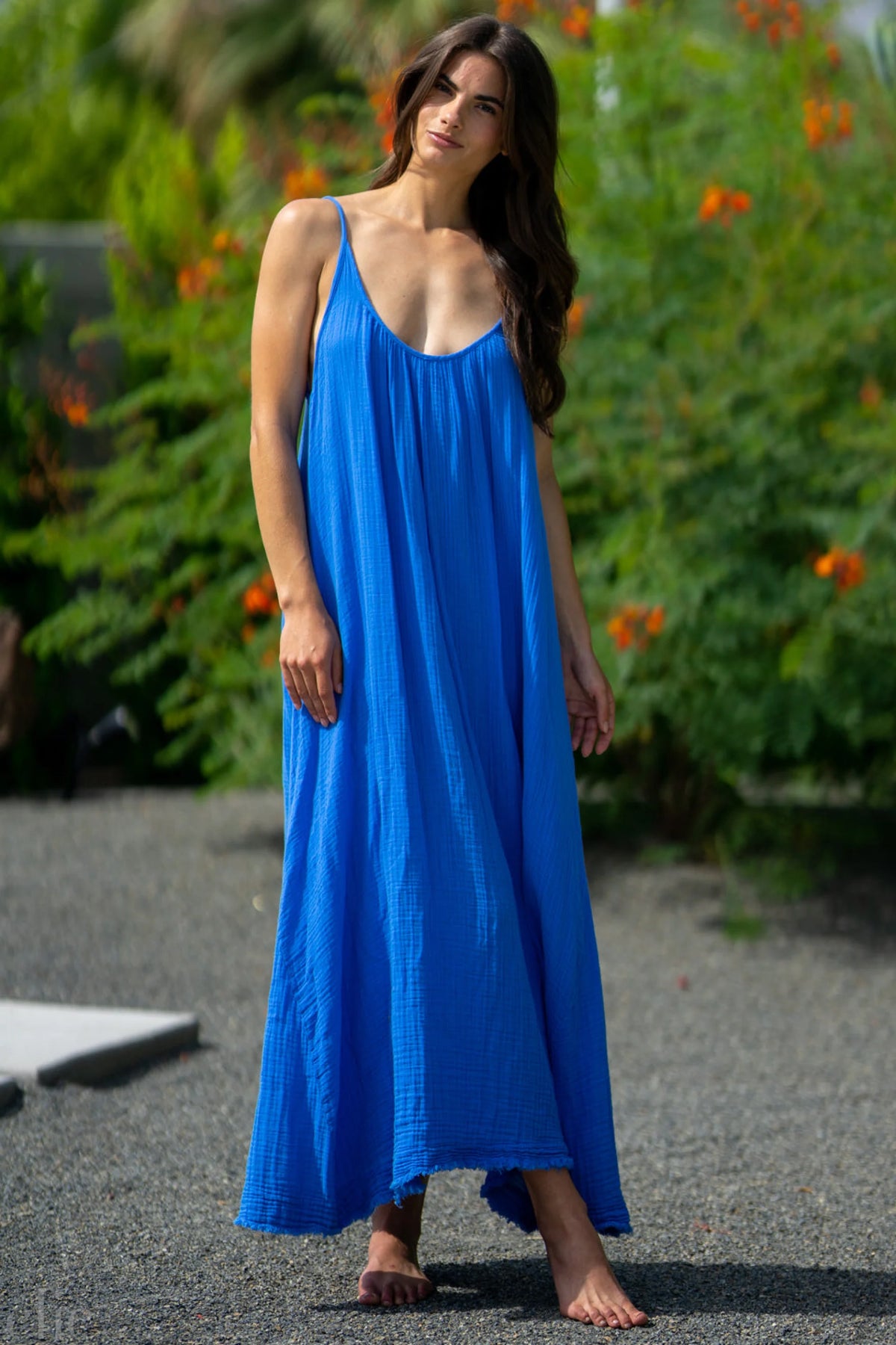 Tulum Gauze Dress in Moroccan Blue, from 9 Seed