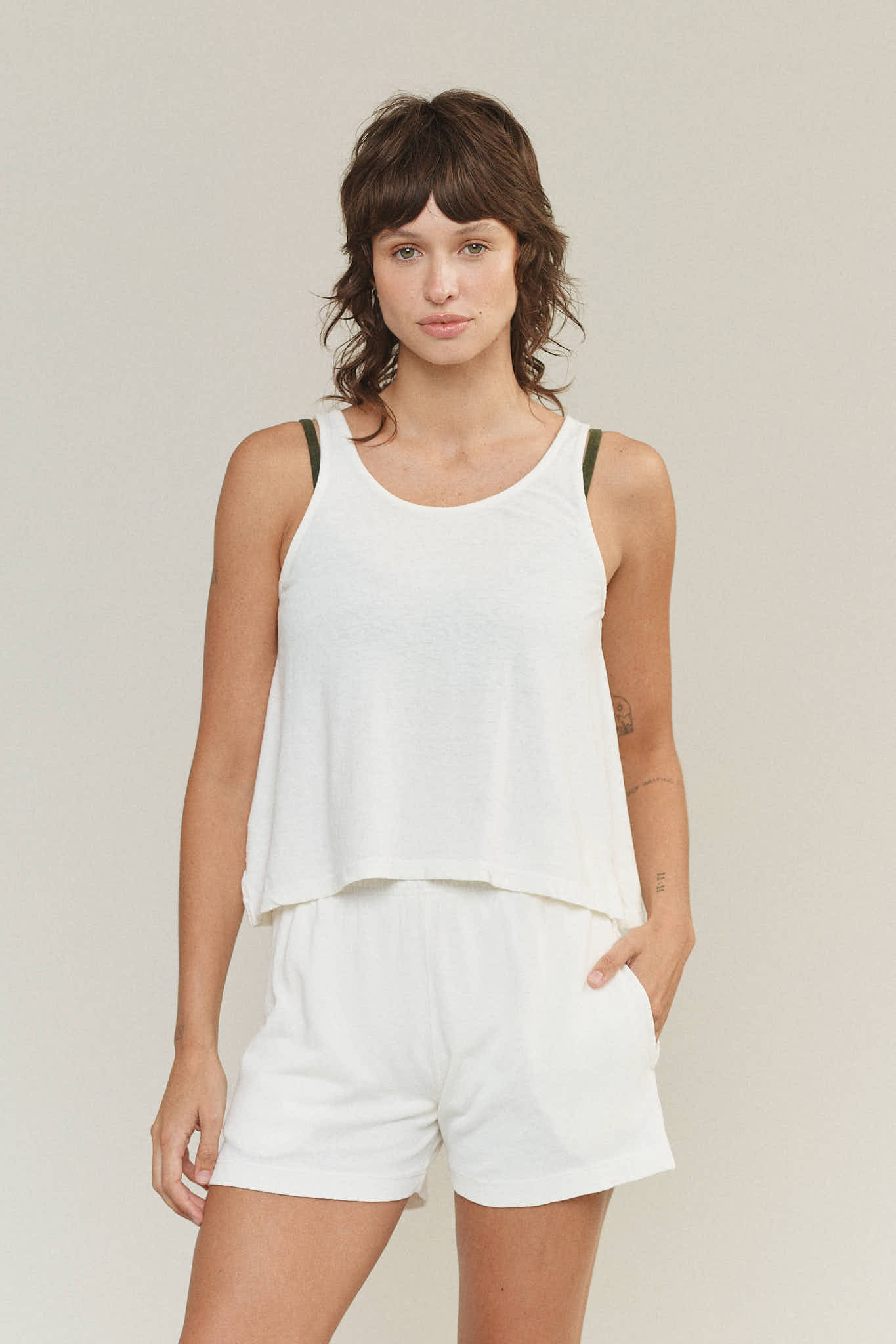 Cropped Tank in Washed White, from Jungmaven