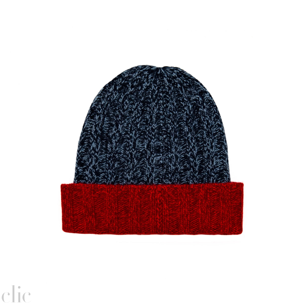 Cashmere Marled Ribbed Beanie in Deep Navy Marled, from White and Warren