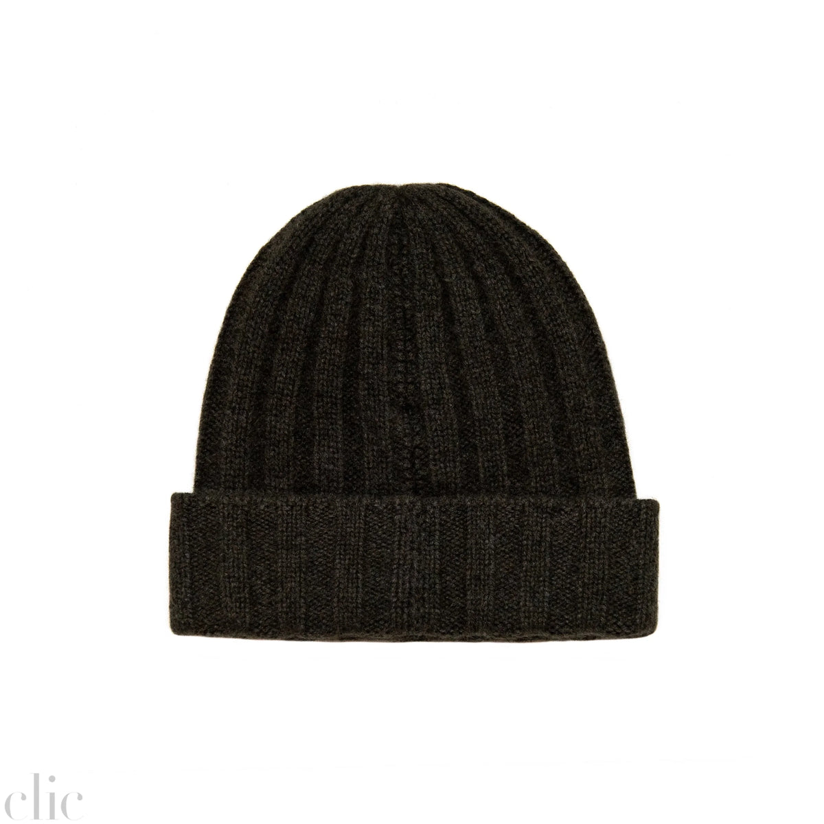 Cashmere Ribbed Beanie in Thyme Heather, from White and Warren