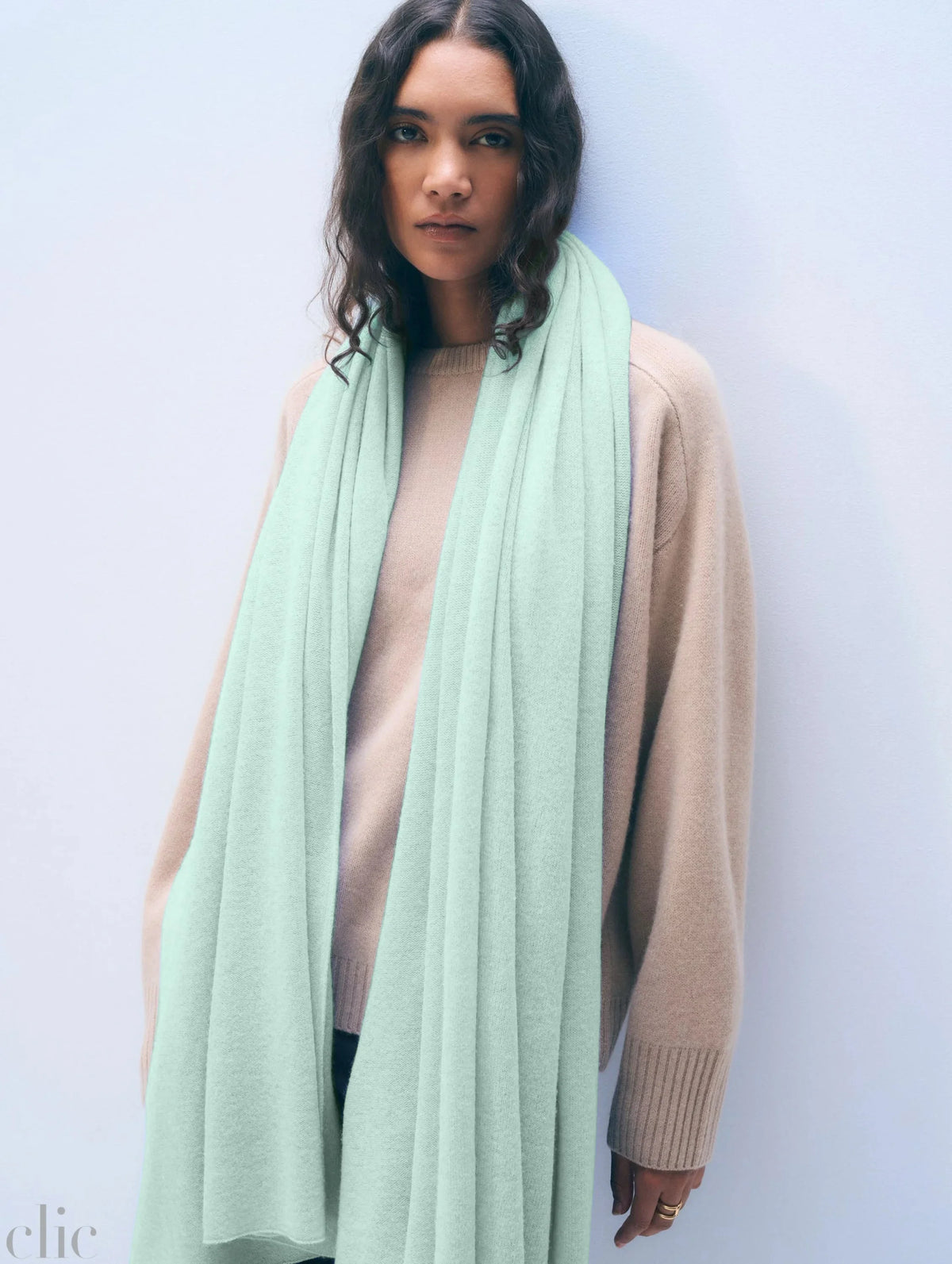 Cashmere Travel Wrap in Light Aqua, from White and Warren