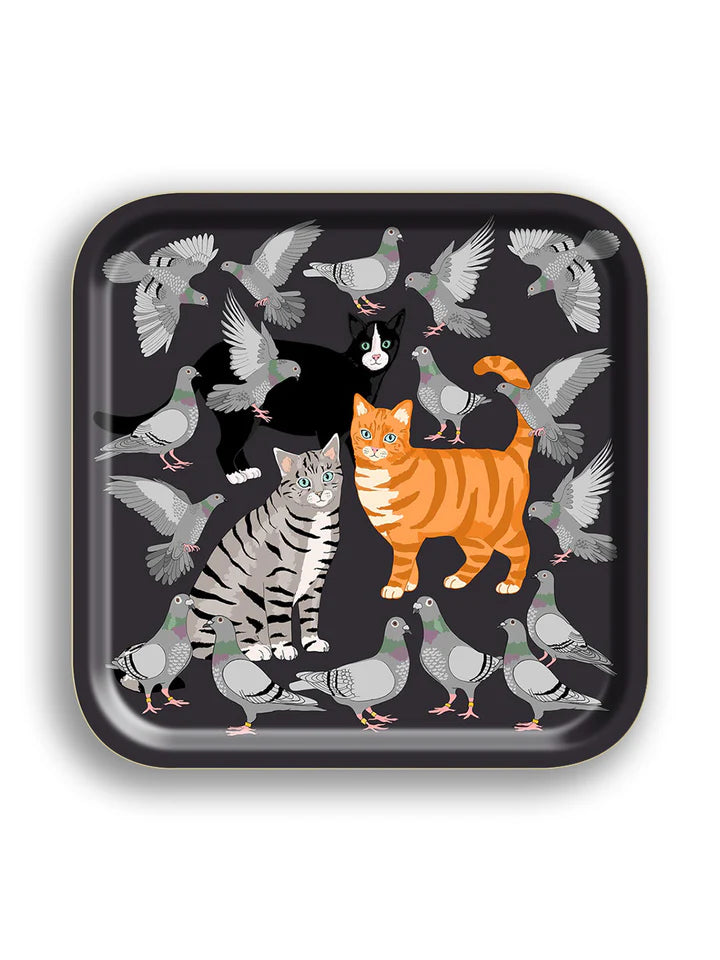 Cats Amongst Pigeon Square Tray, from Avenida Home