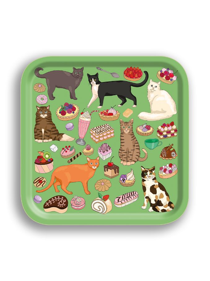 Cats Cafe Square Tray, from Avenida Home