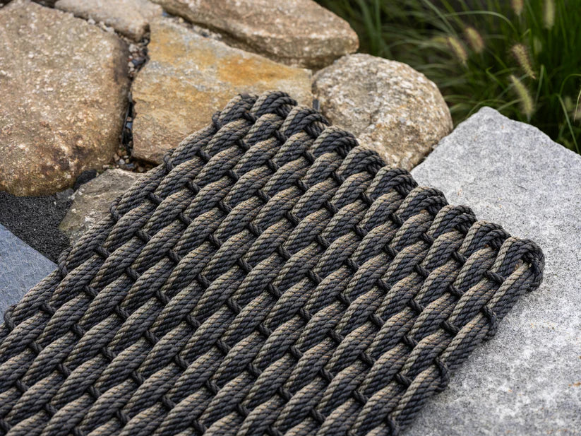 Large Triple Weave Doormat in Mushroom and Charcoal, from The Rope Co.