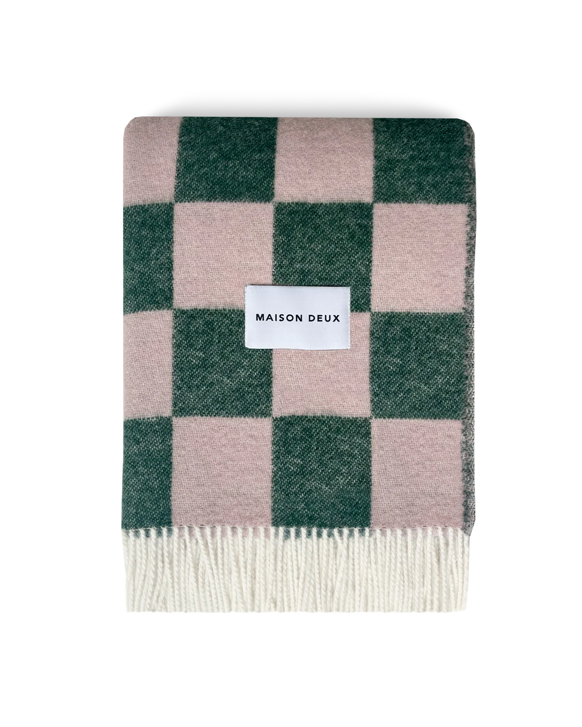 Checkerboard Blanket in Green and Pink, from Maison Duex