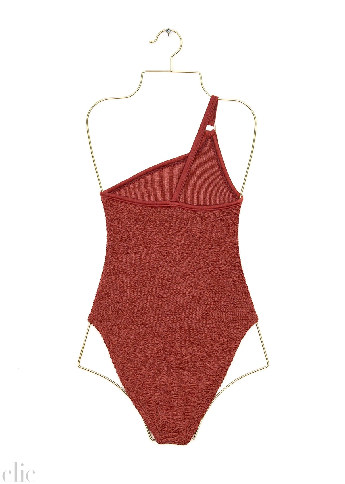 Clara Swimsuit With Gold Hoop in Metallic Rosewood, from Hunza G