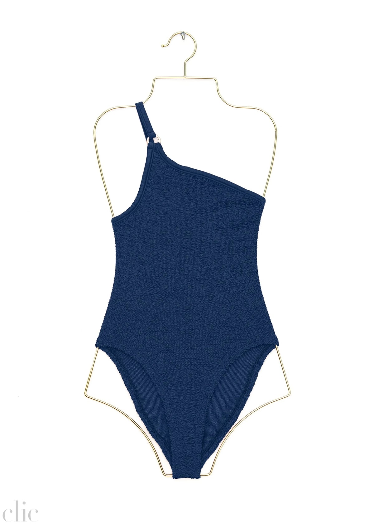 Clara Swimsuit With Gold Hoop in Navy, from Hunza G