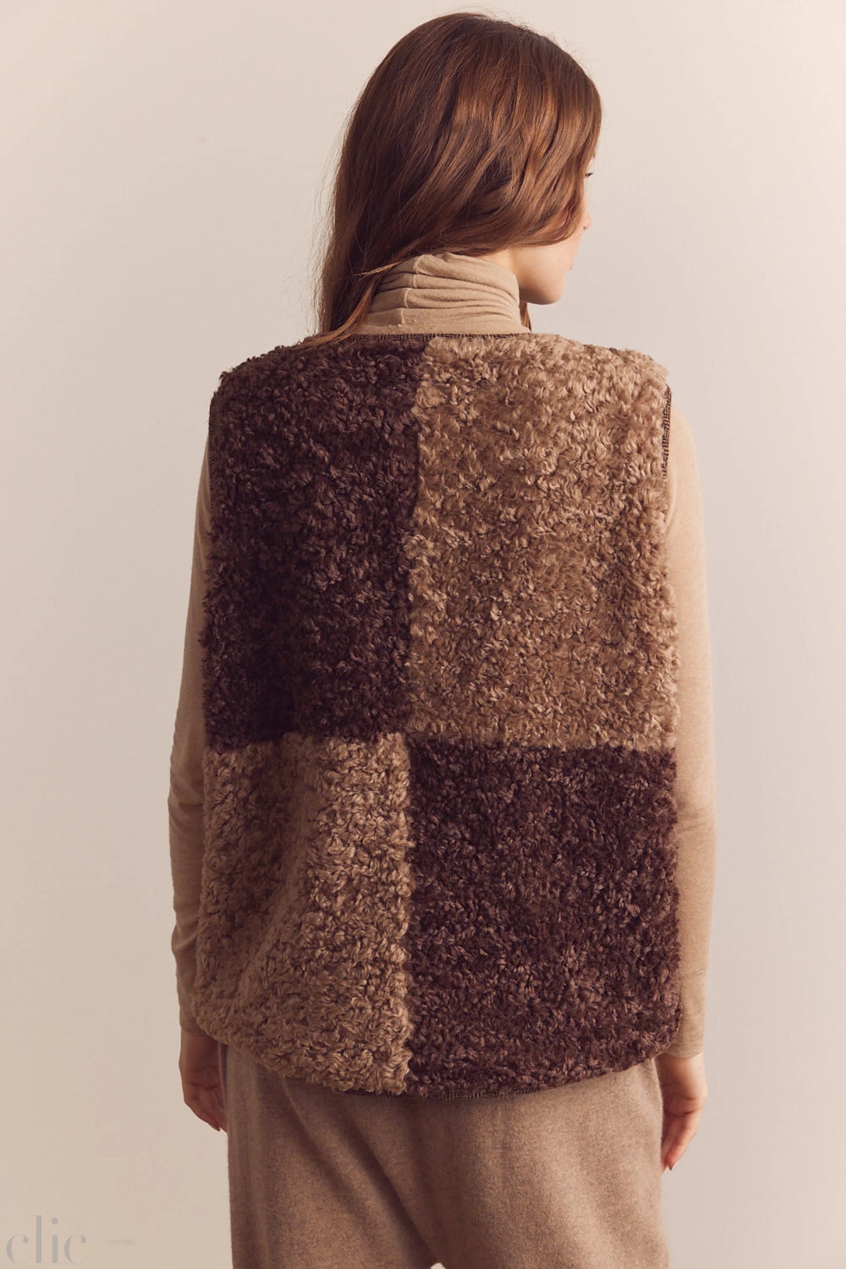 Color Block Reversible Vest in Mocha/Brown, from Amente