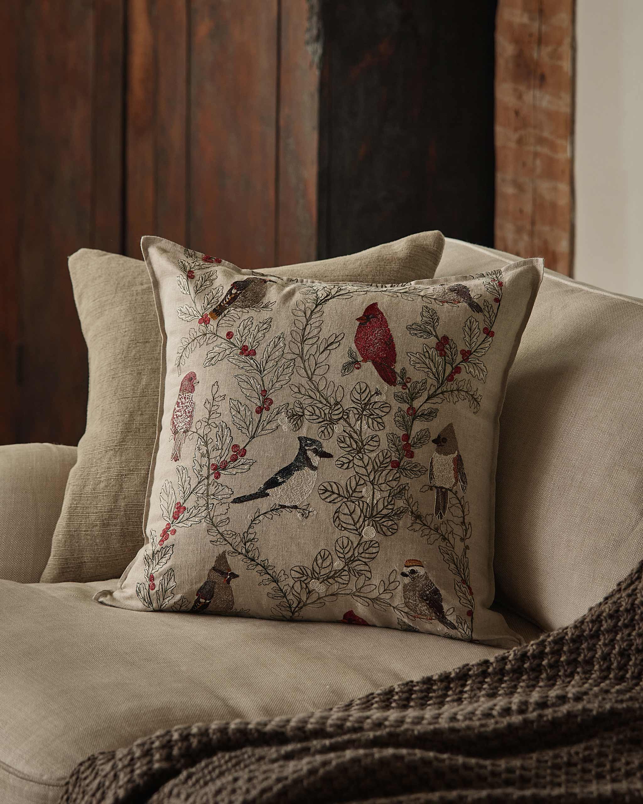 Winter birds Pillow, from Coral & Tusk