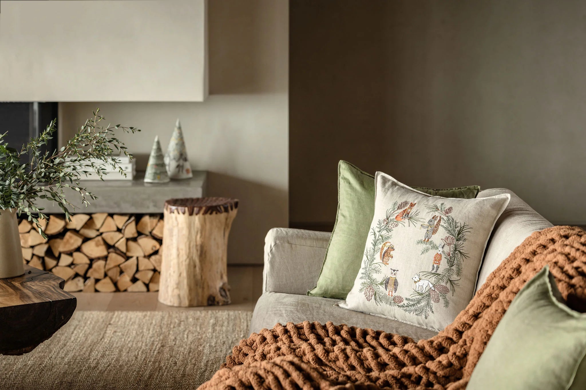 Tree Trimmers Wreath Pillow, from Coral & Tusk