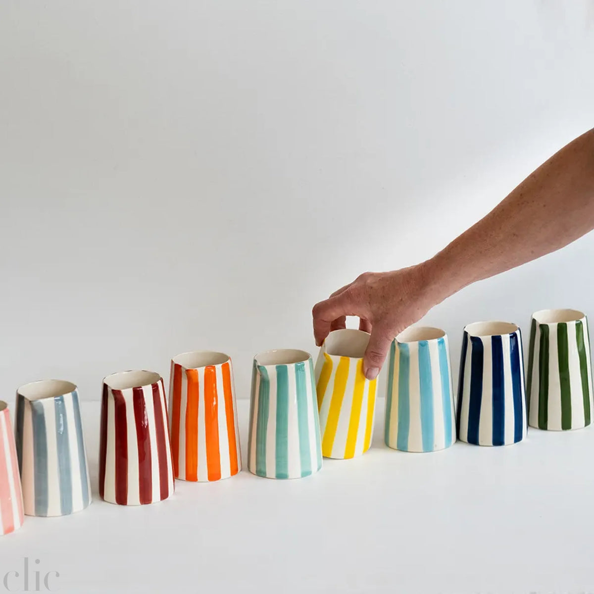 Creamer in Candy Stripe Dove Grey