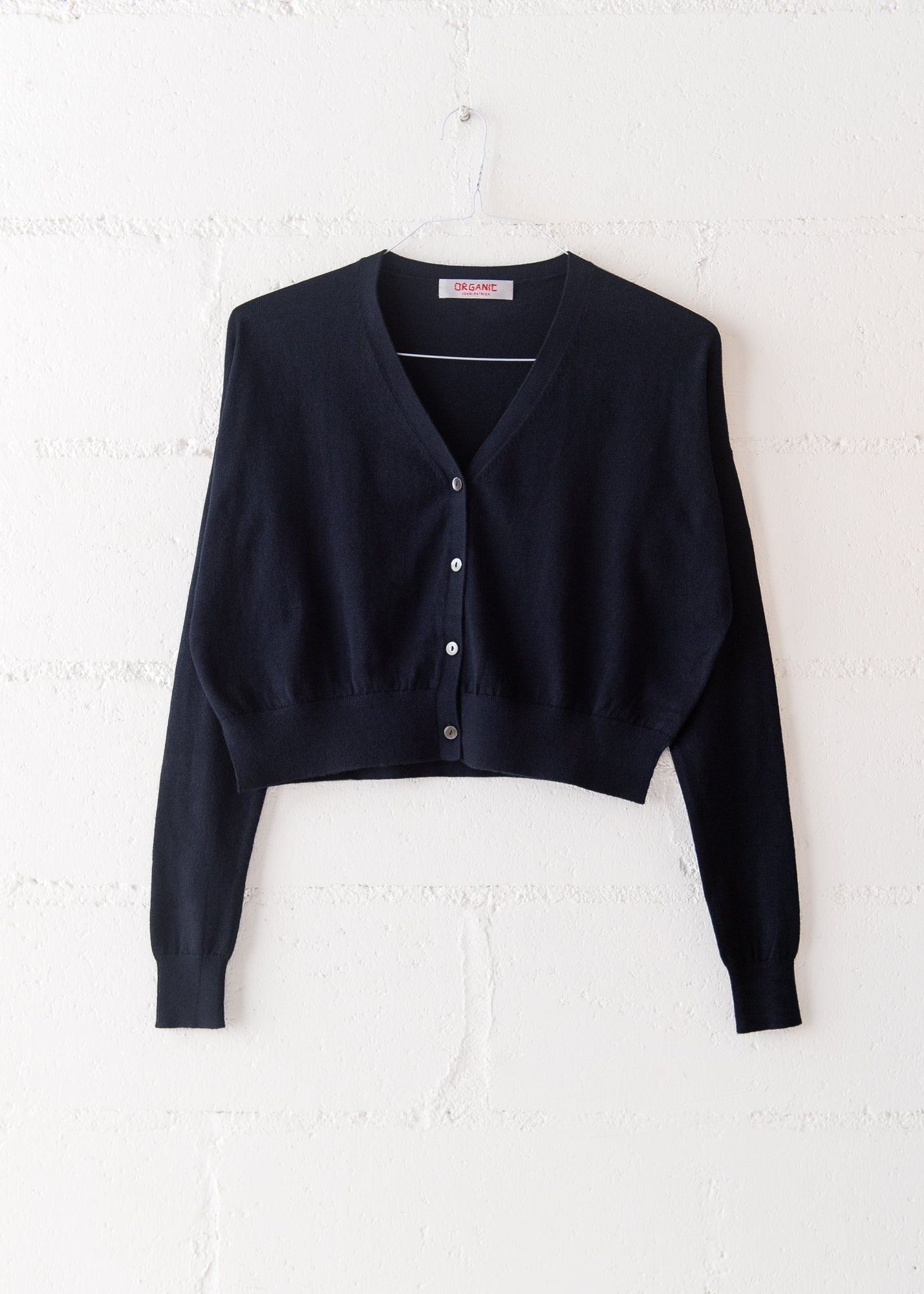 Cotton Cashmere Cropped Cardigan in Navy, from Organic by John Patrick