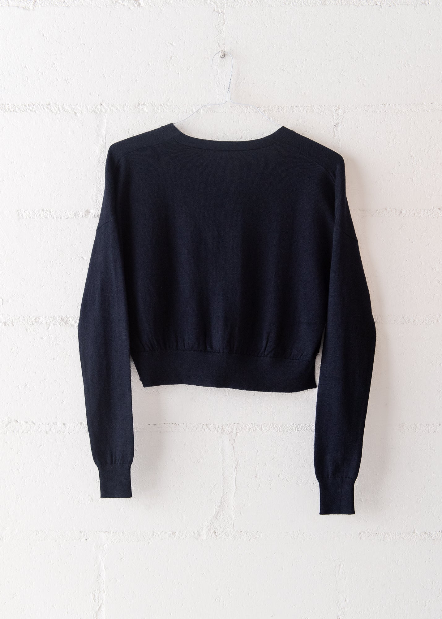 Cotton Cashmere Cropped Cardigan in Navy, from Organic by John Patrick