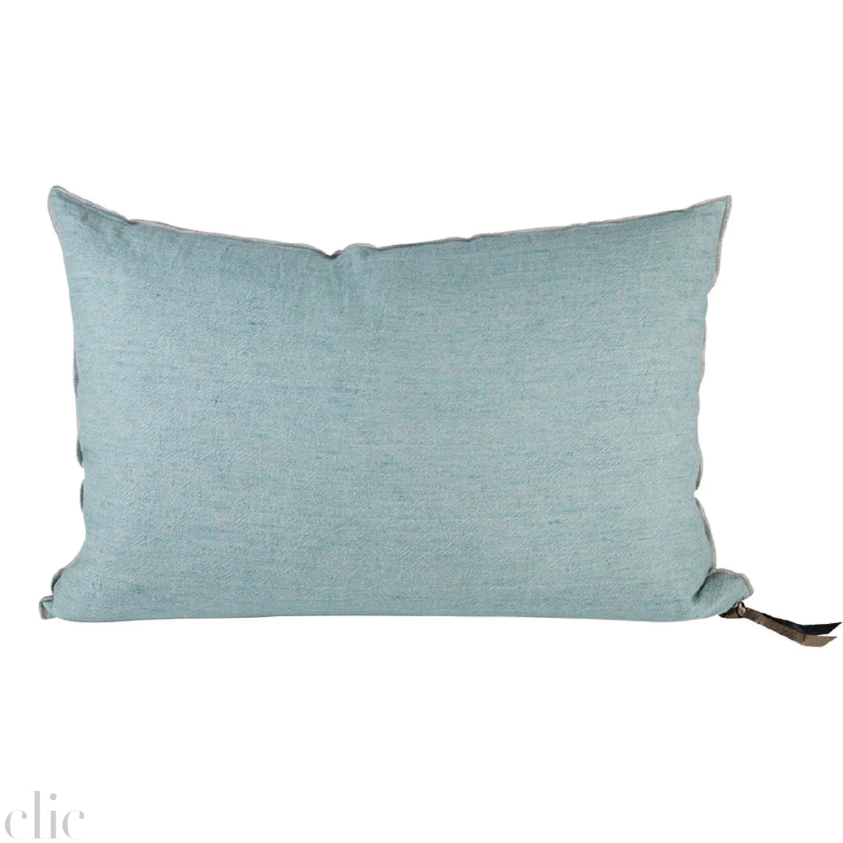 Crumpled Washed Linen Pillow 16x24 in Aqua, from Maison De Vacances