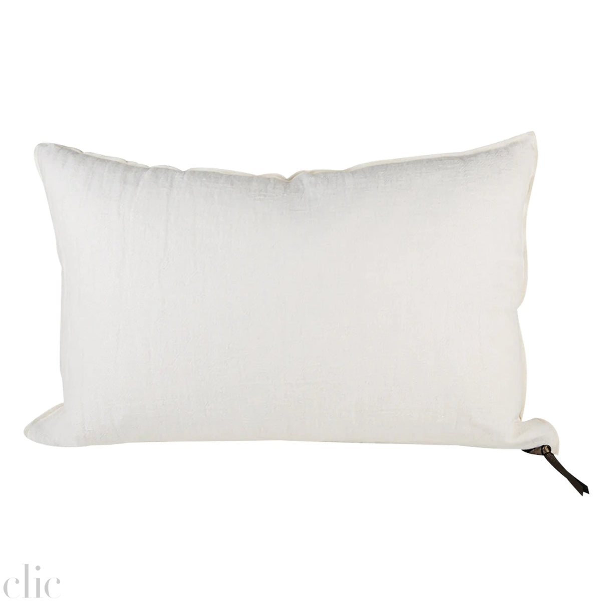Crumpled Washed Linen Pillow 16x24 in Blanc, from Maison De Vacances