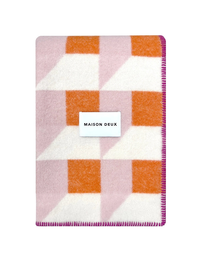 Cubics Blanket in Pink and Carrott, from Maison Deux