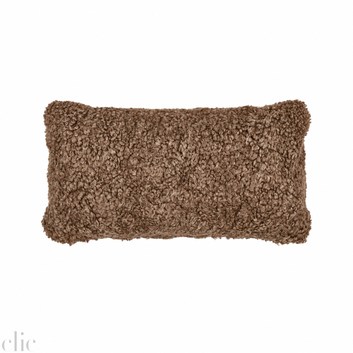 Double Sided Short Curly Sheepskin Cushion 26" x 16" in Taupe