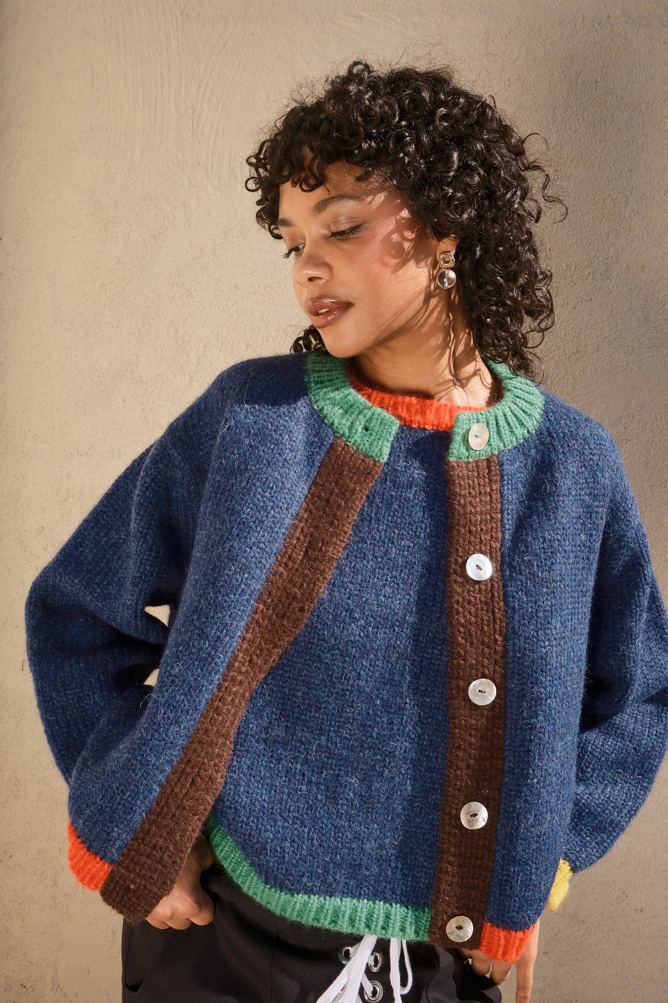 Sheba Colorblock Cardigan in Navy Multi, from Nikki Chasin