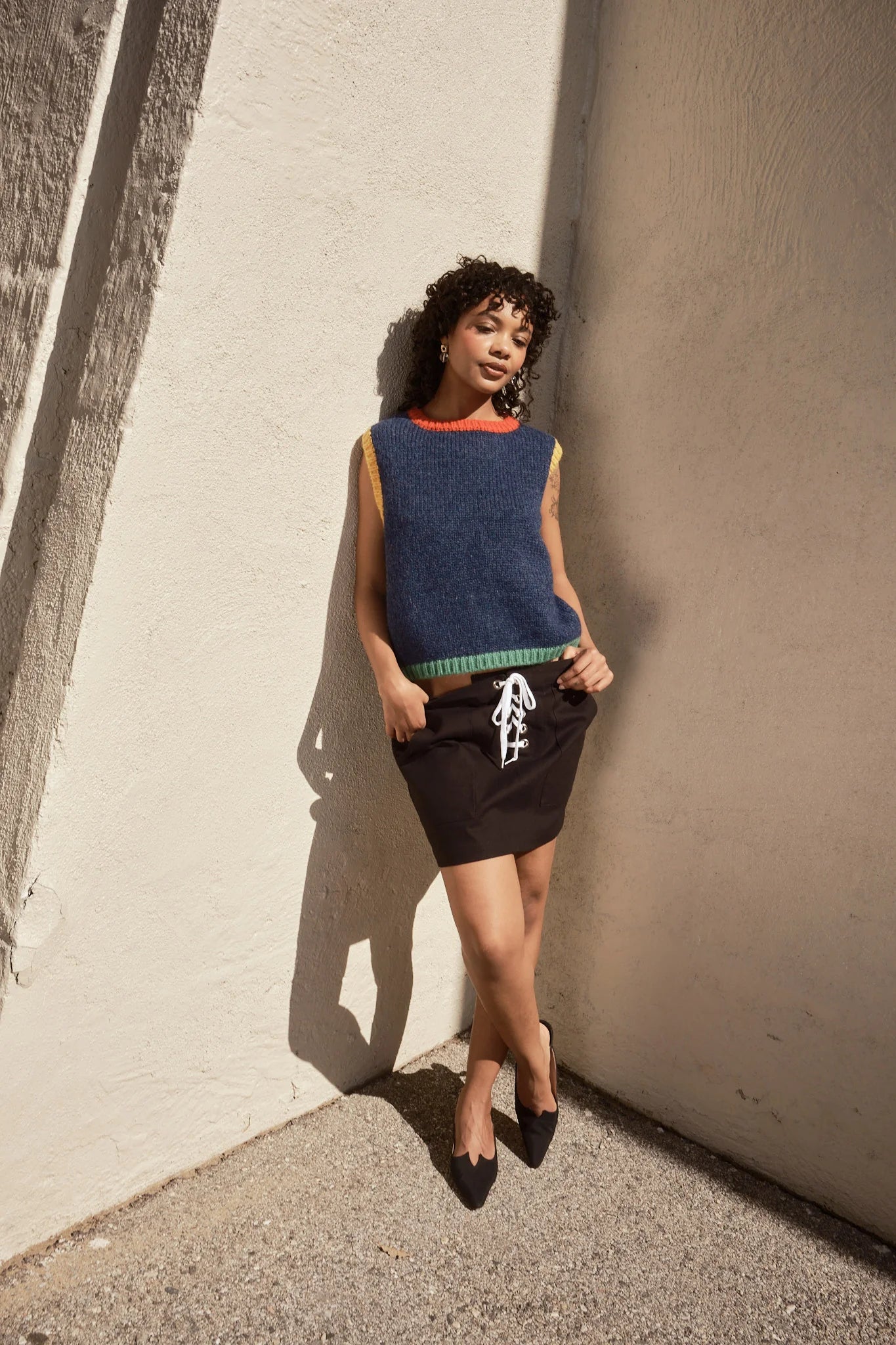 Sabine Colorblock Vest in Navy Multi, from Nikki Chasin