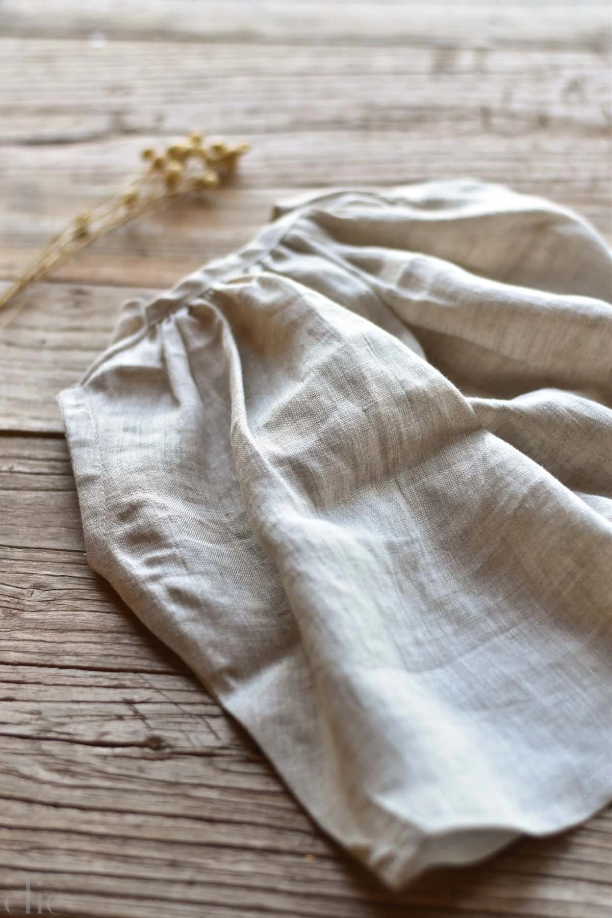 Fig the Frenchie Heirloom Wool Doll in Canyon Linen Dress