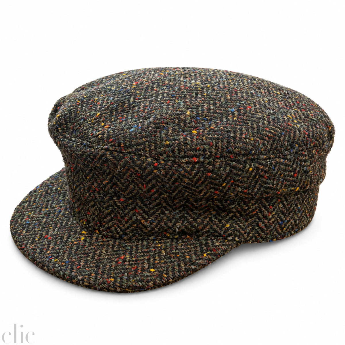 Skipper Tweed Herringbone Cap in Brown and Khaki, from Hanna Hats