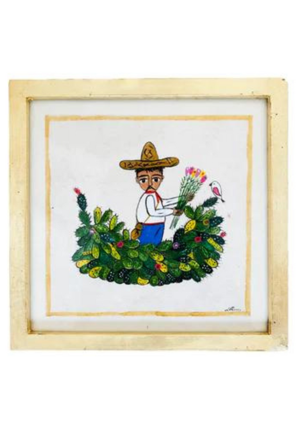 Nopal Cactus Farmer Painting